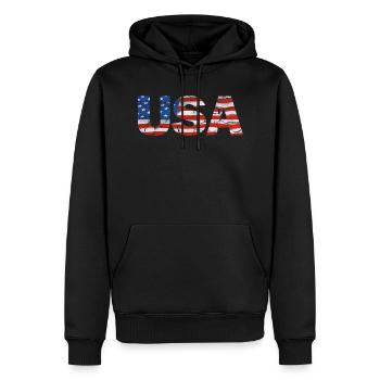 Drapeau USA Drapeau Cadeau Amérique US - Sweat à capuche Premium bio Homme - noir - Devant - Nico (187cm)