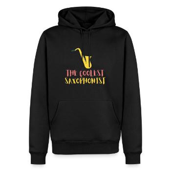 The Coolest Saxophonist - Men’s Premium Organic Hoodie - black - Front - Nico (187cm)