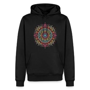 Mandala de méditation des chakras - Sweat à capuche Premium bio Homme - noir - Devant - Nico (187cm)