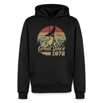 Vintage 1972 Cadeau D’anniversaire 1972 Retro 1972 - Sweat à capuche Premium bio Homme - noir - Devant - Nico (187cm)