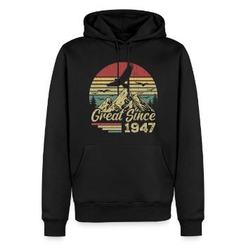 Vintage 1947 Cadeau D’anniversaire 1947 Retro 1947 - Sweat à capuche Premium bio Homme - noir - Devant - Nico (187cm)