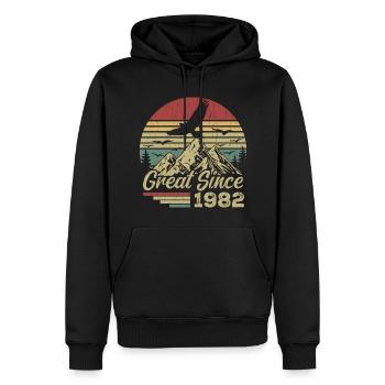 Jahrgang 1982 Retro 1982 Geburtstagsgeschenk - Männer Premium Bio Hoodie - Schwarz - Vorne - Nico (187cm)