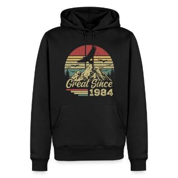 Vintage 1984 Cadeau D’anniversaire 1984 Retro 1984 - Sweat à capuche Premium bio Homme - noir - Devant - Nico (187cm)
