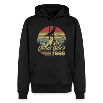 Vintage 1969 Cadeau D’anniversaire 1969 Retro 1969 - Sweat à capuche Premium bio Homme - noir - Devant - Nico (187cm)