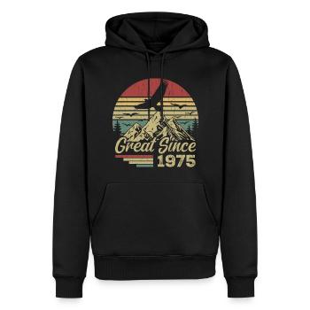 Jahrgang 1975 Retro 1975 Geburtstagsgeschenk - Männer Premium Bio Hoodie - Schwarz - Vorne - Nico (187cm)