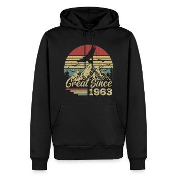 Jahrgang 1963 Retro 1963 Geburtstagsgeschenk - Männer Premium Bio Hoodie - Schwarz - Vorne - Nico (187cm)