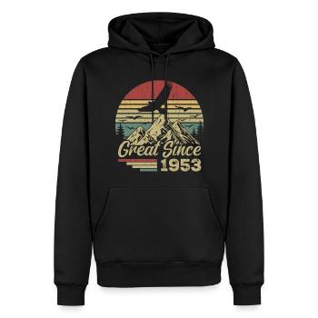Jahrgang 1953 Retro 1953 Geburtstagsgeschenk - Männer Premium Bio Hoodie - Schwarz - Vorne - Nico (187cm)