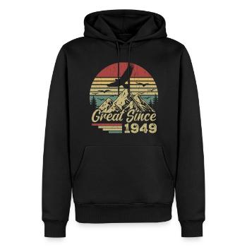 Vintage 1949 Cadeau D’anniversaire 1949 Retro 1949 - Sweat à capuche Premium bio Homme - noir - Devant - Nico (187cm)
