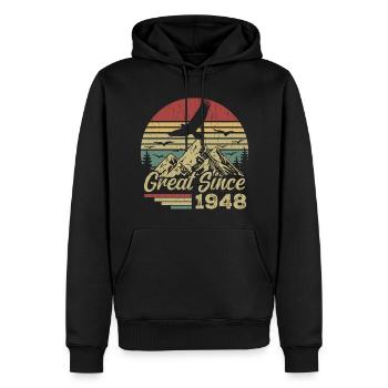 Jahrgang 1948 Retro 1948 Geburtstagsgeschenk - Männer Premium Bio Hoodie - Schwarz - Vorne - Nico (187cm)
