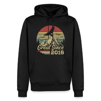 Vintage 2016 Cadeau D’anniversaire 2016 Retro 2016 - Sweat à capuche Premium bio Homme - noir - Devant - Nico (187cm)