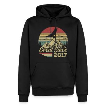 Vintage 2017 Cadeau D’anniversaire 2017 Retro 2017 - Sweat à capuche Premium bio Homme - noir - Devant - Nico (187cm)