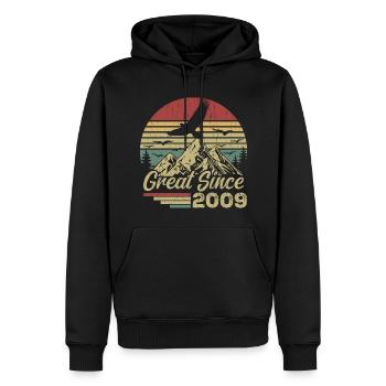 Vintage 2009 Cadeau D’anniversaire 2009 Retro 2009 - Sweat à capuche Premium bio Homme - noir - Devant - Nico (187cm)