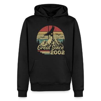 Jahrgang 2002 Retro 2002 Geburtstagsgeschenk - Männer Premium Bio Hoodie - Schwarz - Vorne - Nico (187cm)