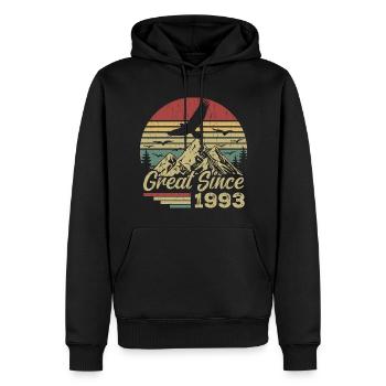 Jahrgang 1993 Retro 1993 Geburtstagsgeschenk - Männer Premium Bio Hoodie - Schwarz - Vorne - Nico (187cm)