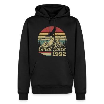 Vintage 1992 Birthday Gift 1992 Retro 1992 - Men’s Premium Organic Hoodie - black - Front - Nico (187cm)