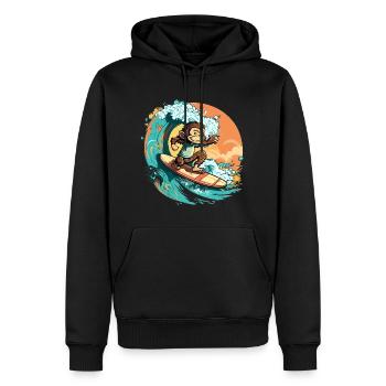 Aloha Monkey: Auf Wellen des Glücks reiten Drucken - Männer Premium Bio Hoodie - Schwarz - Vorne - Nico (187cm)