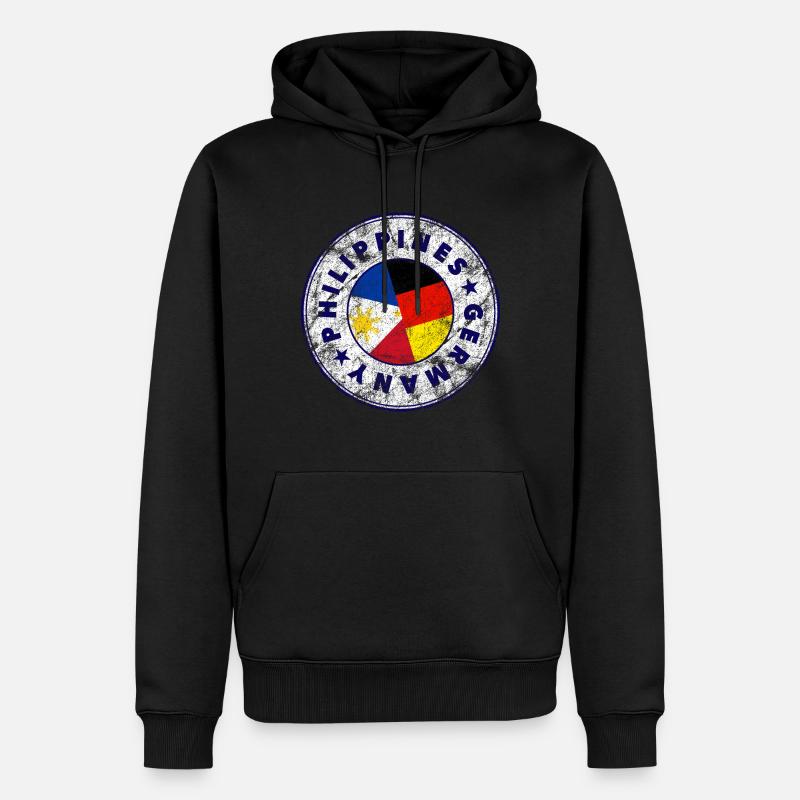 PHILIPPINES GERMANY Stamp - Männer Premium Bio Hoodie - Schwarz