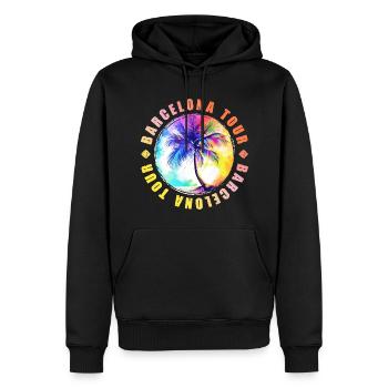 Visite de Barcelone colorée - Sweat à capuche Premium bio Homme - noir - Devant - Nico (187cm)