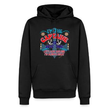 captaine - Sweat à capuche Premium bio Homme - noir - Devant - Nico (187cm)