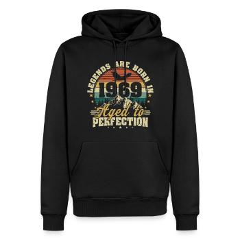1969 Vintage né légendes cadeau d’anniversaire - Sweat à capuche Premium bio Homme - noir - Devant - Nico (187cm)