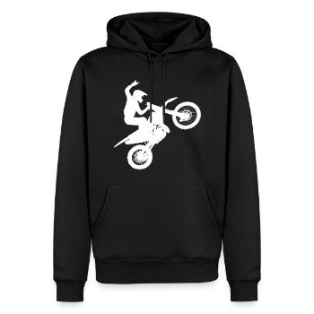 Motocross Dirt Biker Damen Freestyle Motocross - Männer Premium Bio Hoodie - Schwarz - Vorne - Nico (187cm)
