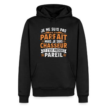 je suis chasseur - Sweat à capuche Premium bio Homme - noir - Devant - Nico (187cm)