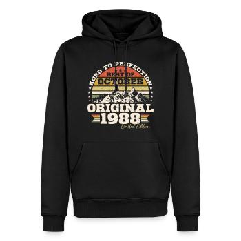 Octobre 1988 Cadeau d’anniversaire de naissance - Sweat à capuche Premium bio Homme - noir - Devant - Nico (187cm)