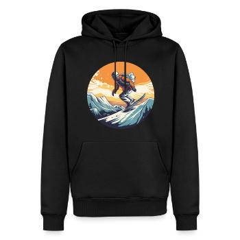 Snowboard ou ski puis après-ski - Sweat à capuche Premium bio Homme - noir - Devant - Nico (187cm)