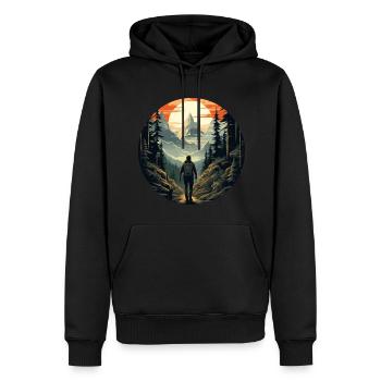 Aventure de trekking dans la nature de la forêt - Sweat à capuche Premium bio Homme - noir - Devant - Nico (187cm)