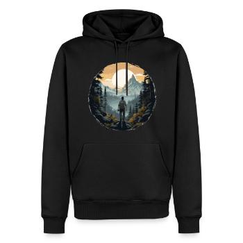 Aventure de trekking dans la nature de la forêt - Sweat à capuche Premium bio Homme - noir - Devant - Nico (187cm)