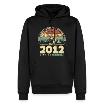 Génial depuis 2012 - Sweat à capuche Premium bio Homme - noir - Devant - Nico (187cm)