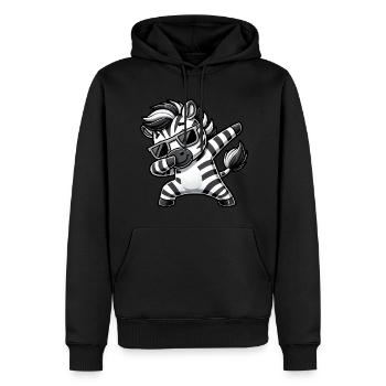 Cool Zebra Dab Dessin animé avec des lunettes de soleil - Sweat à capuche Premium bio Homme - noir - Devant - Nico (187cm)