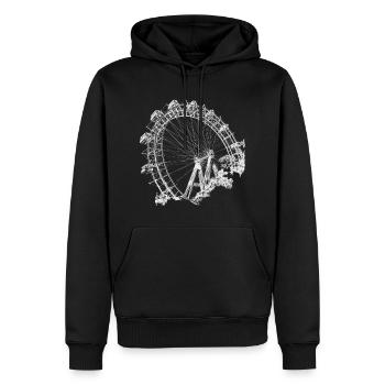 La grande roue de Vienne au Prater, emblème de Vienne - Sweat à capuche Premium bio Homme - noir - Devant - Nico (187cm)