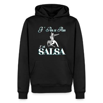 je peux pas j'ai salsa - Sweat à capuche Premium bio Homme - noir - Devant - Nico (187cm)
