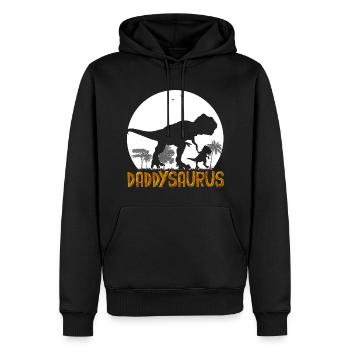 daddysaurus lustig Papa Dinosaurier und Sohn oder Tochter - Männer Premium Bio Hoodie - Schwarz - Vorne - Nico (187cm)