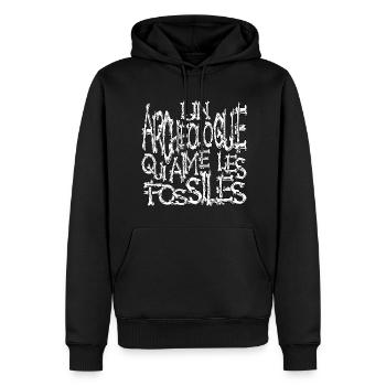 Un archéologue qui aime les fossiles thème horreur - Sweat à capuche Premium bio Homme - noir - Devant - Nico (187cm)