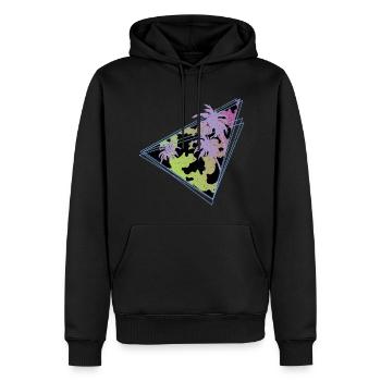 Tier Kuh Geschenk Tropisches Vaporwave Kuh Muster - Männer Premium Bio Hoodie - Schwarz - Vorne - Nico (187cm)