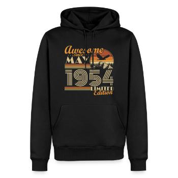 May 1954 Vintage Born Birthday Gift - Men’s Premium Organic Hoodie - black - Front - Nico (187cm)