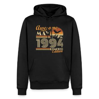 May 1994 Vintage Born Birthday Gift Idea - Men’s Premium Organic Hoodie - black - Front - Nico (187cm)