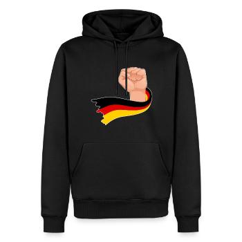 Deutscher Held Deutsche Flagge Faust Deutschland - Männer Premium Bio Hoodie - Schwarz - Vorne - Nico (187cm)