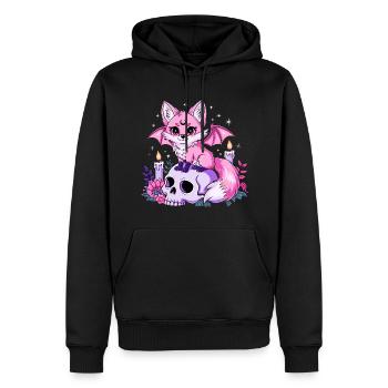 Tier Kawaii Pastell Goth Aaesthetic - Männer Premium Bio Hoodie - Schwarz - Vorne - Nico (187cm)