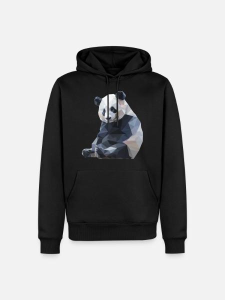 Panda I Low Poly Art Logo Design - Männer Premium Bio Hoodie - Schwarz