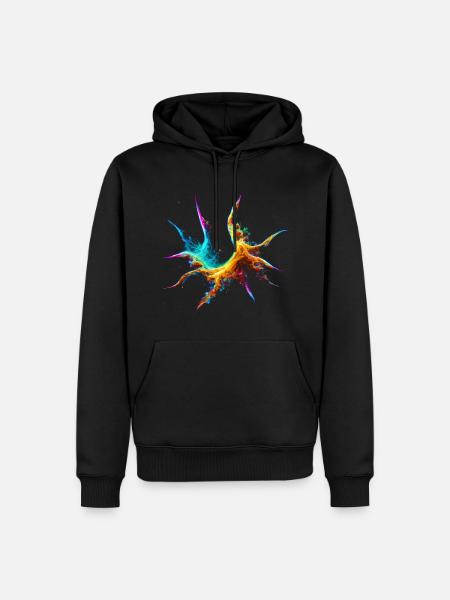 Buntes Fraktal Muster - Männer Premium Bio Hoodie - Schwarz