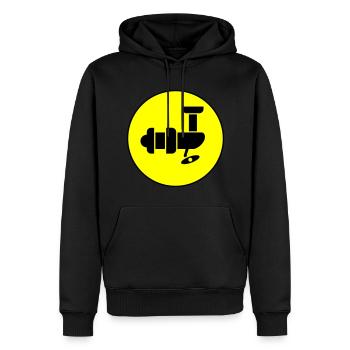 Cercle symbole de moulinet de pêche - Sweat à capuche Premium bio Homme - noir - Devant - Nico (187cm)