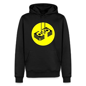 Geld Money Kreis - Männer Premium Bio Hoodie - Schwarz - Vorne - Nico (187cm)