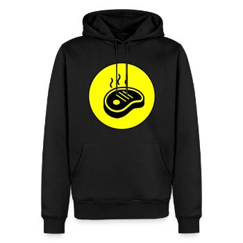 Cercle d’icônes de steak - Sweat à capuche Premium bio Homme - noir - Devant - Nico (187cm)