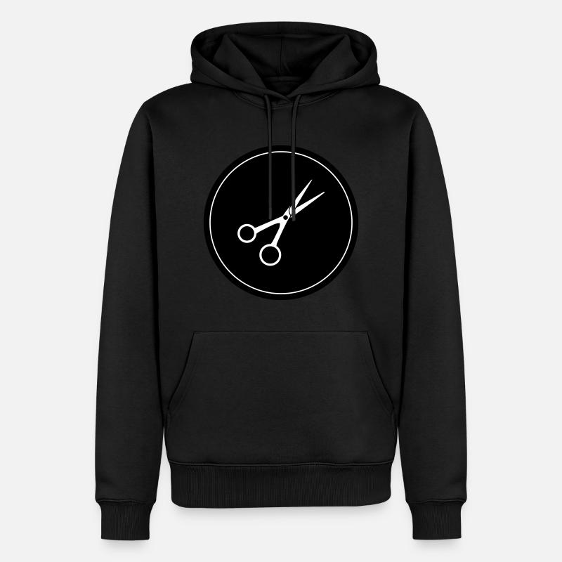 Schere Barber Kreis - Männer Premium Bio Hoodie - Schwarz