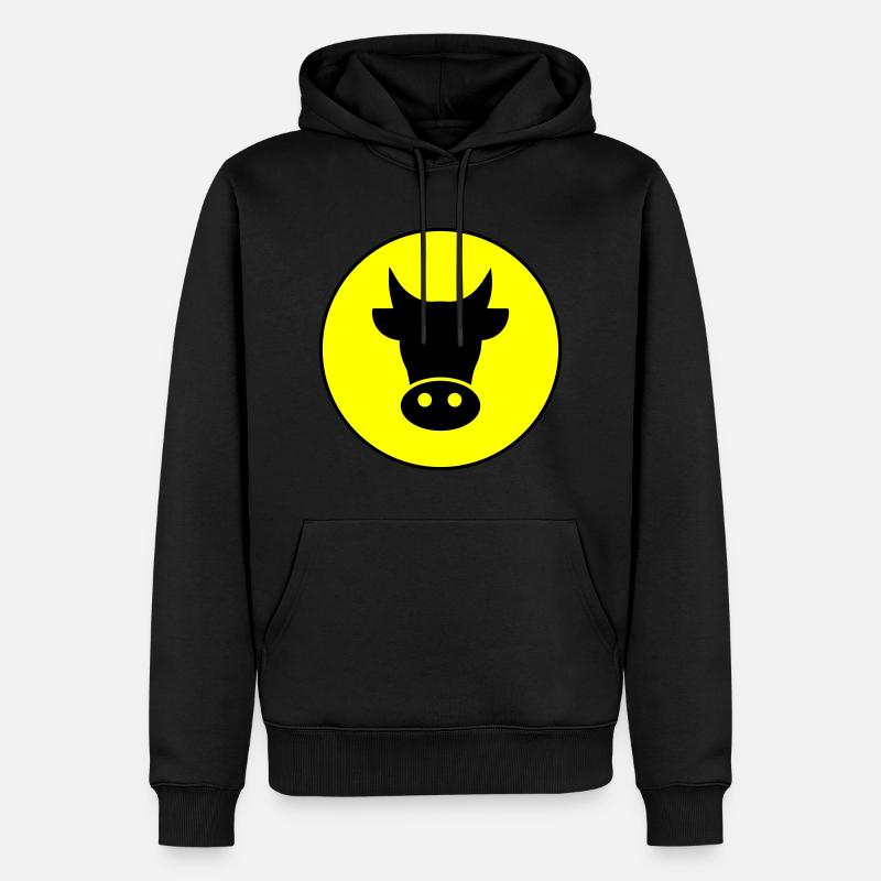 Kuh Kopf - Männer Premium Bio Hoodie - Schwarz