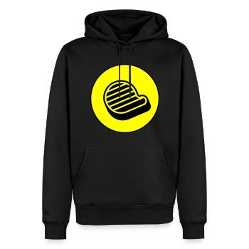 Symbole du steak de viande - Sweat à capuche Premium bio Homme - noir - Devant - Nico (187cm)