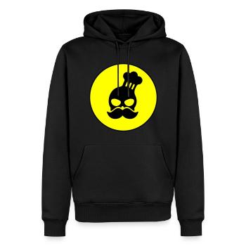 Icône du crâne de cuisinier - Sweat à capuche Premium bio Homme - noir - Devant - Nico (187cm)